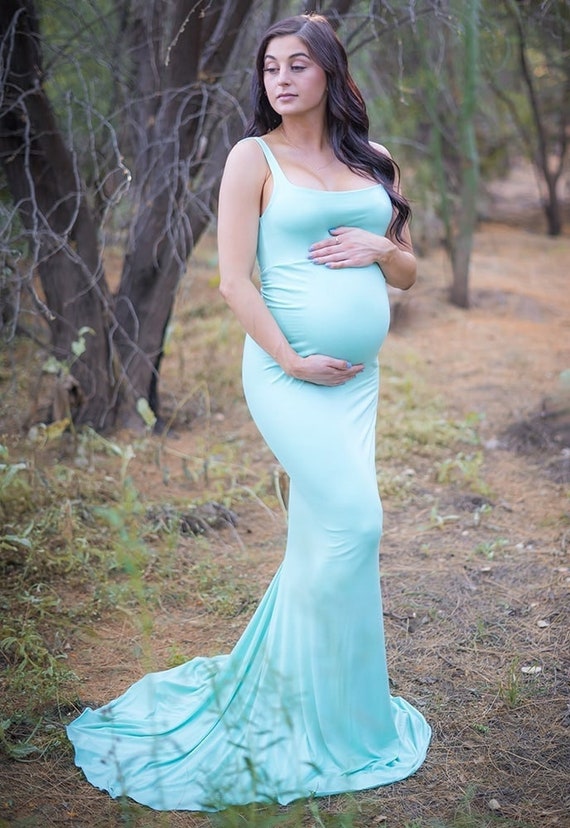 Buy Thin Strap Maternity Gown With Mini Train Online in India - Etsy