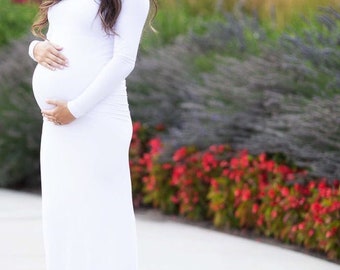 Turtleneck Maternity Gown with Train