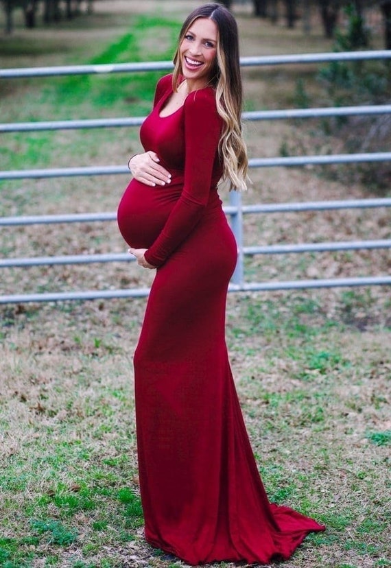 Simple Long sleeve Maternity Gown With Mini Train Etsy