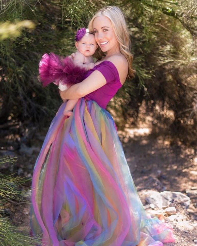 Off the Shoulder Sweetheart Rainbow Maternity Gown image 4