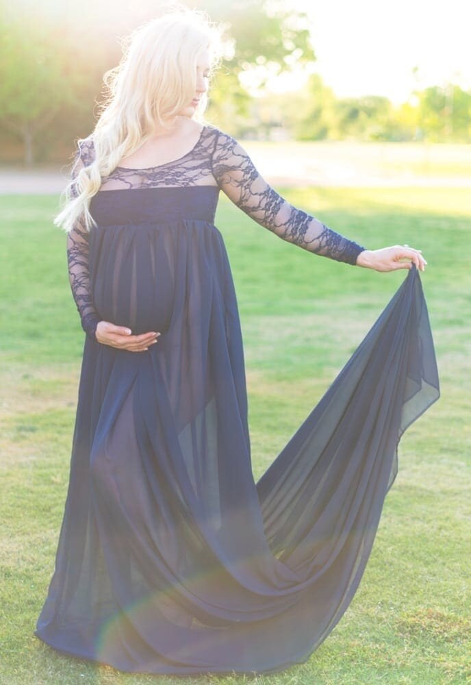 SALE Maternity Chiffon Long Gown Size 16 Style 6334M main image 0