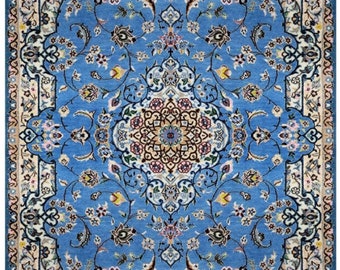 handmade decorative nain rug , 45 raj , wool and silk on cotton