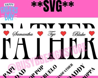 Monograma del Día del Padre con archivos adicionales SVG, Papá, Papá, Papi, Abuela, Festividad, Cricut