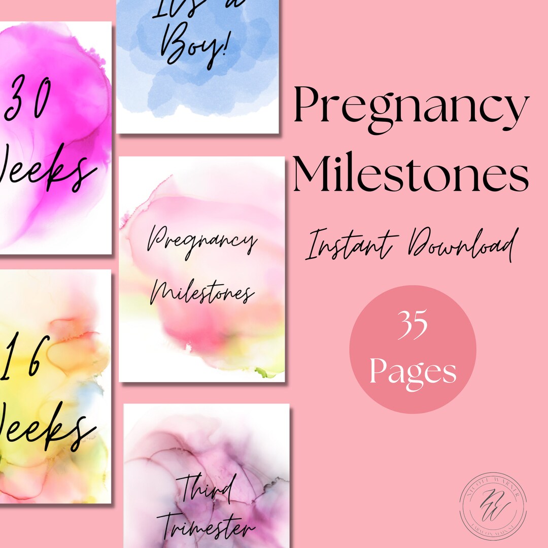 Pregnancy Milestone Cards, Pregnancy Milestones, Infertility, Printable