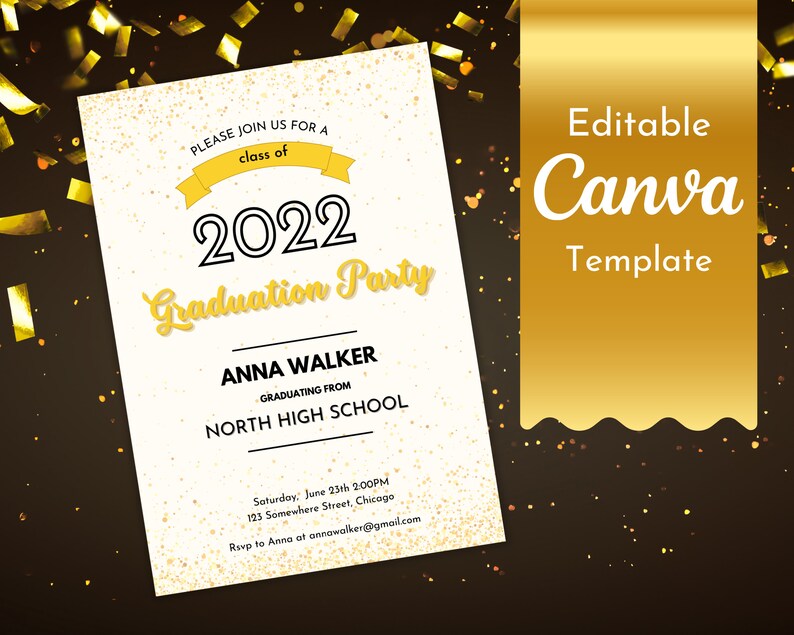Printable Graduation Party Invitation 2023 // Editable Etsy Canada