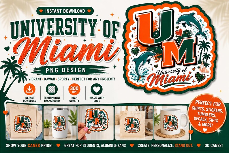 Umiami Lettering University of MIA PNG |UM Hurricanes Digital Design |miami Dolphins ...