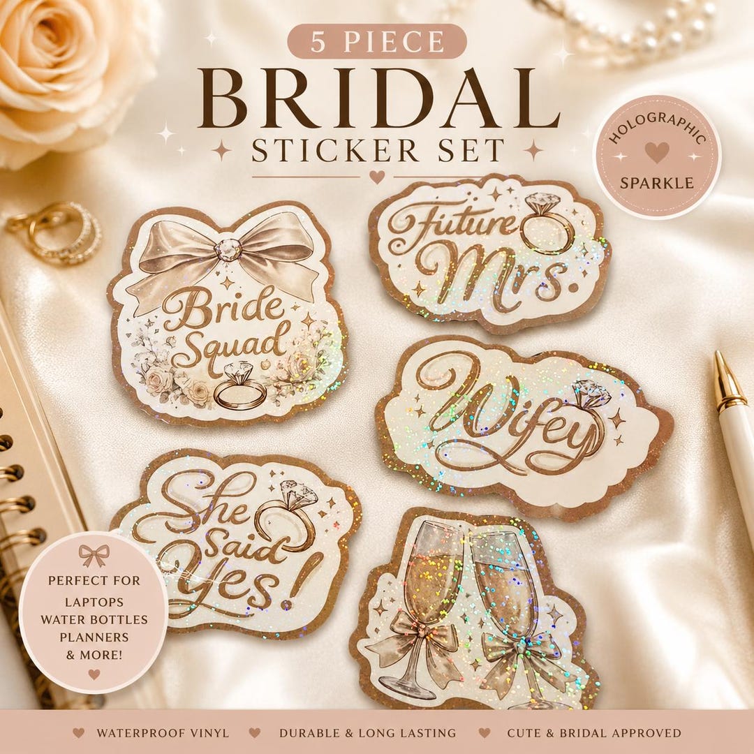 5 Pc Bridal Sticker Set |future Mrs Stickers |bride Squad Sticker Pack ...
