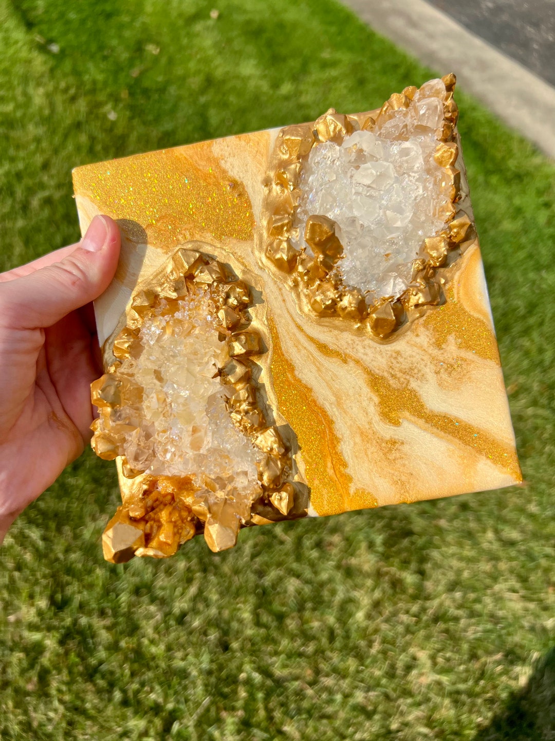 Mini Resin Geode Art canvas Panel Etsy