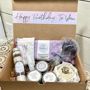 HAPPY BIRTHDAY Gift Box - Filled with handmade lavender luxury items to pamper and delight