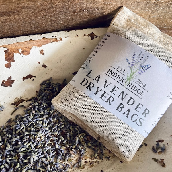 Lavender Dryer Bags - Natural Laundry - Dryer Sheets Alternative - Dryer Bags - Drawer Sachet - Compostable - Lavender Buds - Family Farm