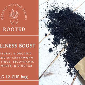 ORGANIC PLANT FERTILIZER wellness boost blend of worm castings, compost, biochar for topdressing, transplant and compost tea