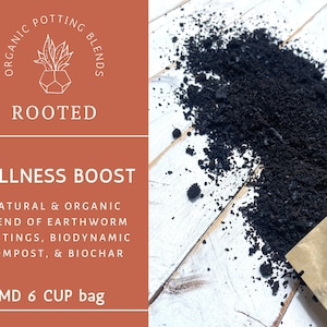 Organic Plant Food: Worm Castings, Compost, Biochar (6 Cup Bag)