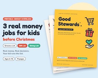 Kids Christmas Budget Planner: 3 Real Money Jobs for Ages 6-10 (Personalized Printable)