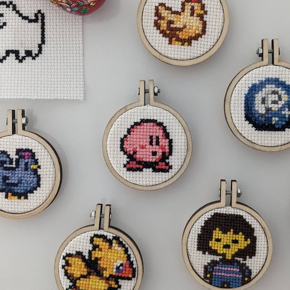 Kirby Cross Stitch Keyring Magnet