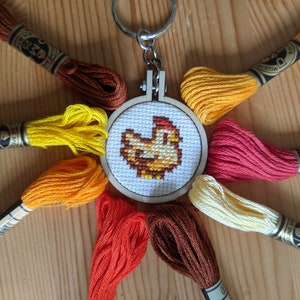 Stardew Chicken Cross Stitch Keyring/Magnet