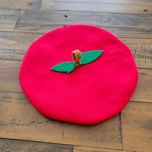 Handmade Cute Red Apple Beret Vintage Kids Felt Cap