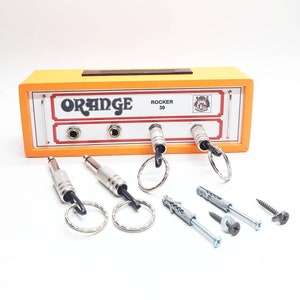 Key Storage Plugin Guitar Plug Keychain Holder Jack Rack Vintage Orange Home Decoration for place key so will not lost anymore image 2