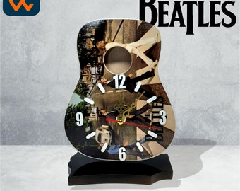 Wooden CLOCK guitar shape ABBEY ROAD by handmade for your beautiful home decoration your collection music Merchandise and can show the time.