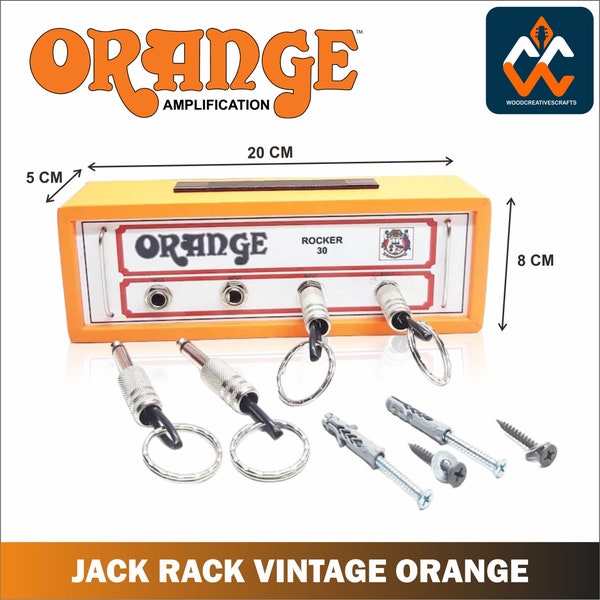 Key Storage Plugin Guitar Plug Keychain Holder Jack Rack Vintage  Orange Home Decoration (for place key so will not lost anymore)