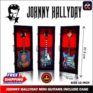 Mini Guitar Replica Famous Band in the World with JOHNNY HALLYDAY Tribute Merchandise