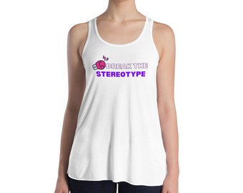 Women's Flowy Racerback Tank- Kickboxing Break The Stereotype