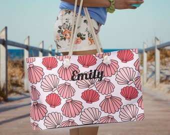 Personalized Beach Themed Weekend Bag Overnight Bag Travel Bag Beach Bag Vacation Bag Gift for Her Mother's Day Gift Custom Tote Beach Tote