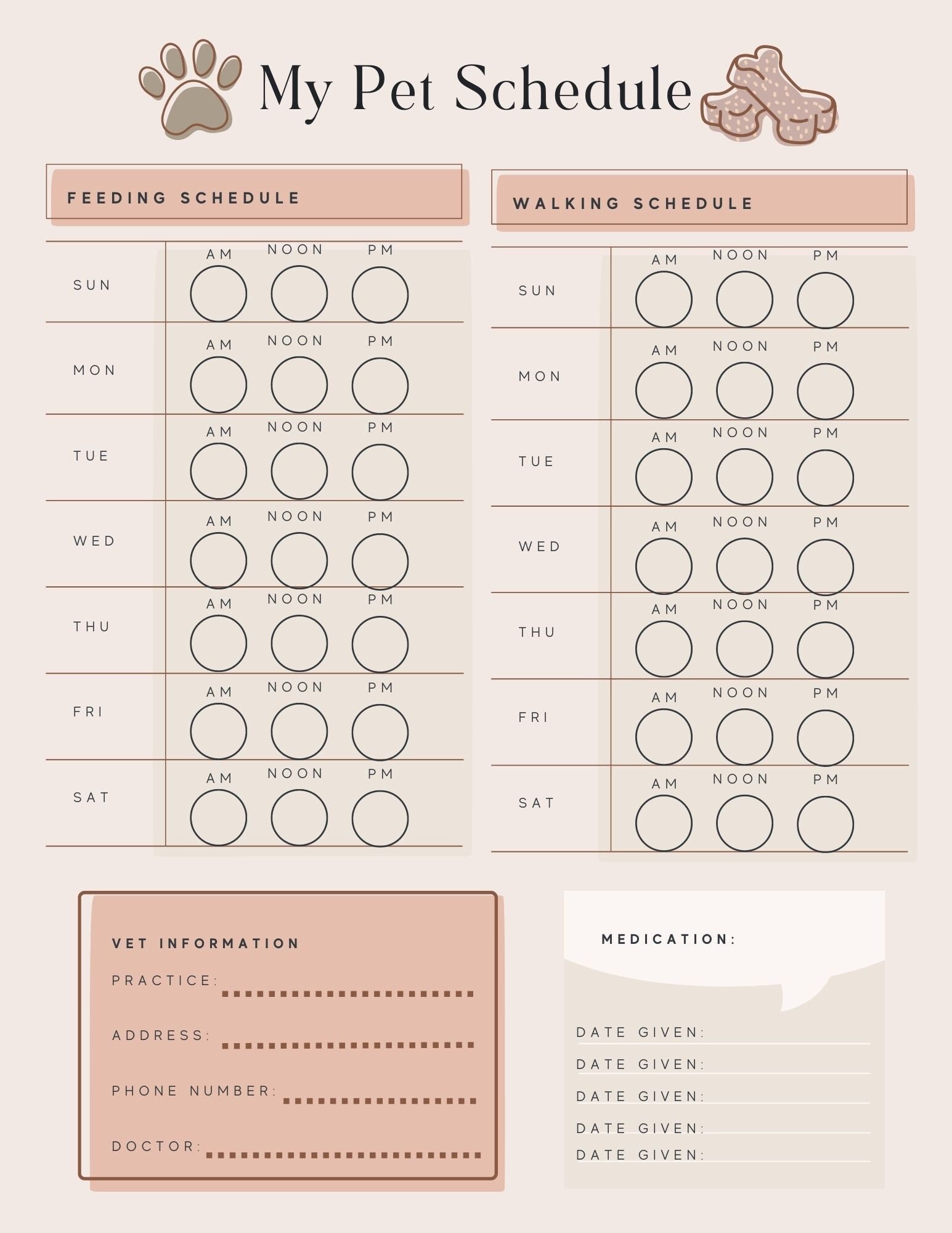 My Pet Schedule Etsy