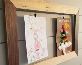 Art frame, picture frame, Child Art/ Photo Display Hardwood walnut, oak, fir, alder, school photos