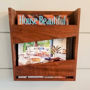 Black Walnut Magazine holder, Menu Holder, Paper Organizer, Wall Mount, for bathroom, living  room, office, restaurant