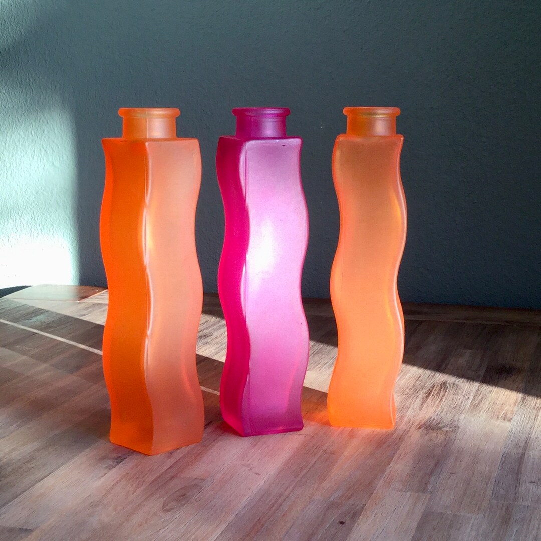 Ikea Skämt Squiggle Vases Wavy Vases Orange Fuchsia Red Etsy UK