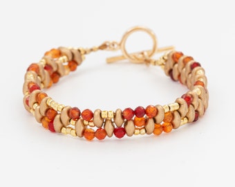 Carnelian and Gold Staggered Bracelet
