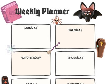 Halloween themed weekly planner page