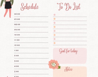 Digital Daily Planner page; Girl Power