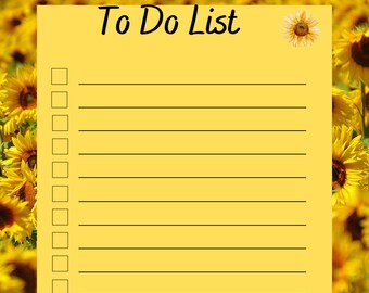 Sunflower themed To Do List