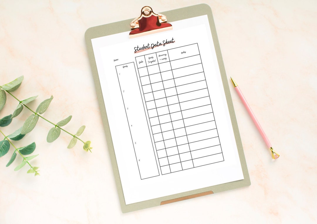 SLP, OT, PT Data Sheet Digital Download - Etsy