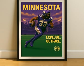 Minnesota Pro Football Wall Art - “Explode. Outpace.” | Aaron Jones Inspired Poster | Sports Fan Gift