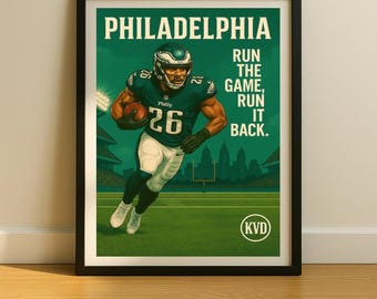 Philadelphia Pro Football Wall Art - “Run the Game. Run It Back.” | Saquon Barkley | Sports Fan Gift