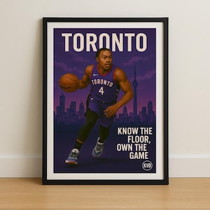 Póster de baloncesto del Toronto Skyline: &quot;Conoce la cancha, domina el juego&quot; - Arte mural de baloncesto profesional