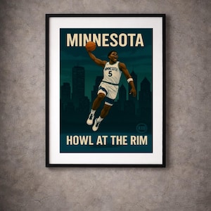Minnesota Basketball Wall Art – “Howl at the Rim” Digital Download | Pro Hoops Poster | Sports Room & Fan Decor
