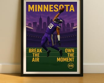 Minnesota Pro Football Wall Art - “Break the Air. Own the Moment.” | Justin Jefferson Inspired Poster | Sports Fan Gift