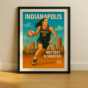 IND – Indiana Skyline Poster – “Not Just a Shooter” Pro Basketball Wall Art | KVD Skyline Collection