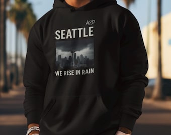 Sudadera con capucha Seattle Rep Your City: "Nos levantamos bajo la lluvia". / Sudadera con capucha urbana / Sudadera con capucha de estilo urbano.