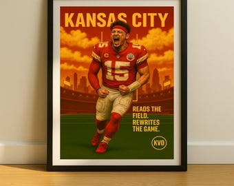 Kansas City Pro Football Wall Art - “Reads the Field. Rewrites the Game.” | Patrick Mahomes Inspired Poster | Sports Fan Gift
