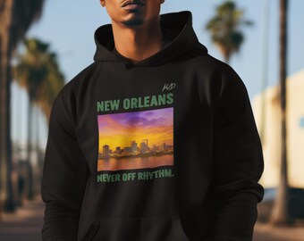 Sudadera con capucha "Represent Your City" de Nueva Orleans: "Never Off Rhythm" / Sudadera con capucha urbana / Sudadera con capucha "City Lifestyle"