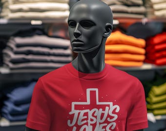 Camiseta unisex "Jesús me ama" - Camiseta gráfica inspiradora, ropa urbana unisex, camiseta con mensaje religioso