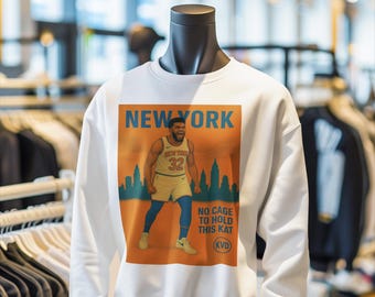 Sudadera unisex de baloncesto profesional de Nueva York: "Ninguna jaula puede contener a este KAT" / Camiseta inspirada en Karl-Anthony Towns / Regalo para aficionados al deporte