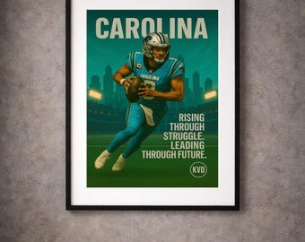 Carolina Pro Football Wall Art - “Rising Through Struggle. Leading the Future.” | Bryce Young Inspired Poster | Sports Fan Gift