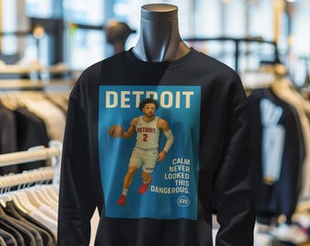 Sudadera unisex de baloncesto profesional de Detroit: "La calma nunca pareció tan peligrosa" / Camiseta inspirada en Cade Cunningham / Regalo para aficionados al deporte