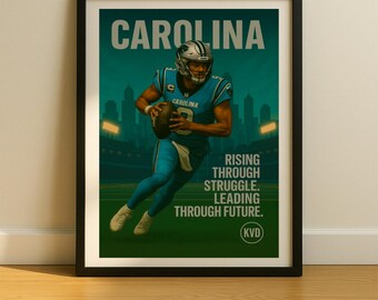 Carolina Pro Football Wall Art - “Rising Through Struggle. Leading the Future.” | Bryce Young Inspired Poster | Sports Fan Gift