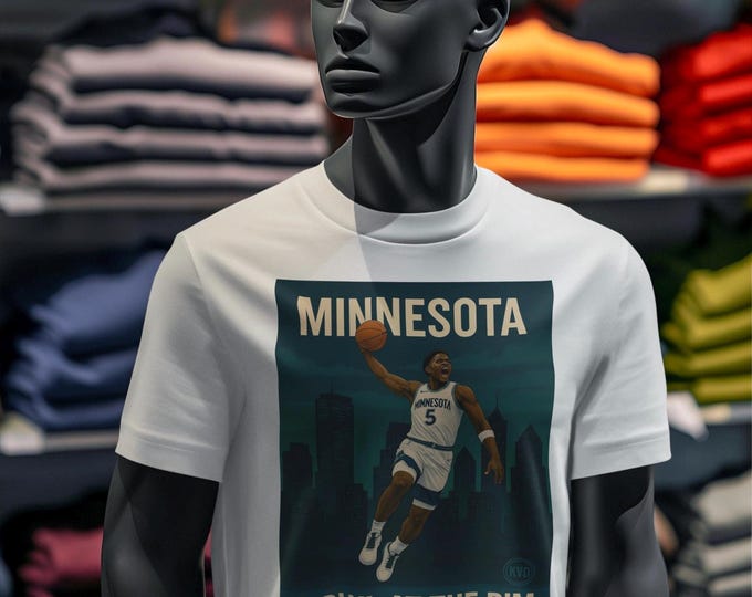 Featured listing image: MIN – Minnesota Basketball Graphic Tee – “Howl at the Rim” – Pro Hoops Streetwear T-Shirt • Urban Graphic Art • Sports Fan Gift